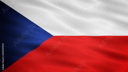 Waving Fabric Texture Of Czech Republic National Flag Graphic Background