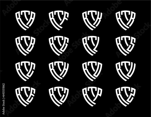RTA, RTB, RTC, RTE, RTF, RTG, RTH, RTJ, RTK, RTL, RTO, RTP, RTR, RTS, RTU, RTZ creative letter shield logo design vector icon illustration