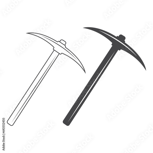 Axe Silhouette Vector, Pick Axe Vector, Axe Clipart, Pick Axe Outline,  Worker elements, Labor equipment, Garden tool, Agriculture tool