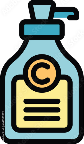 Dispenser collagen cream icon outline vector. Care cell. Skin serum color flat