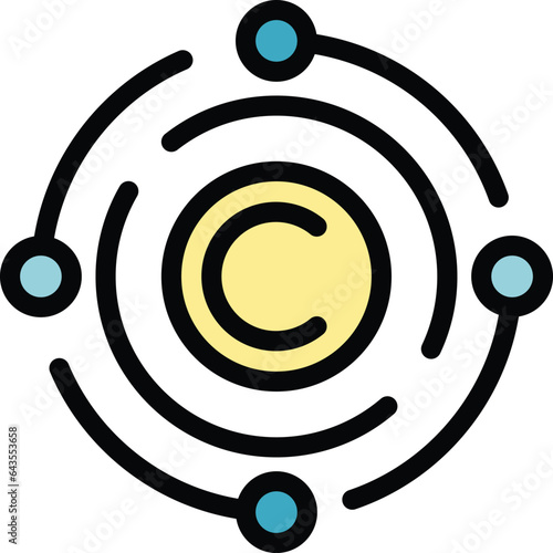 Cell collagen icon outline vector. Skin care. Molecule gel color flat