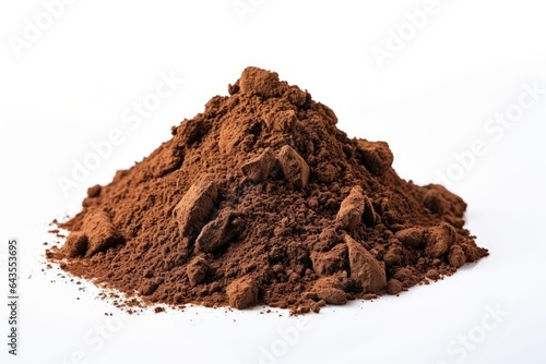 Small heap of soil humus isolated on white background. Pile of organic compost or ground.