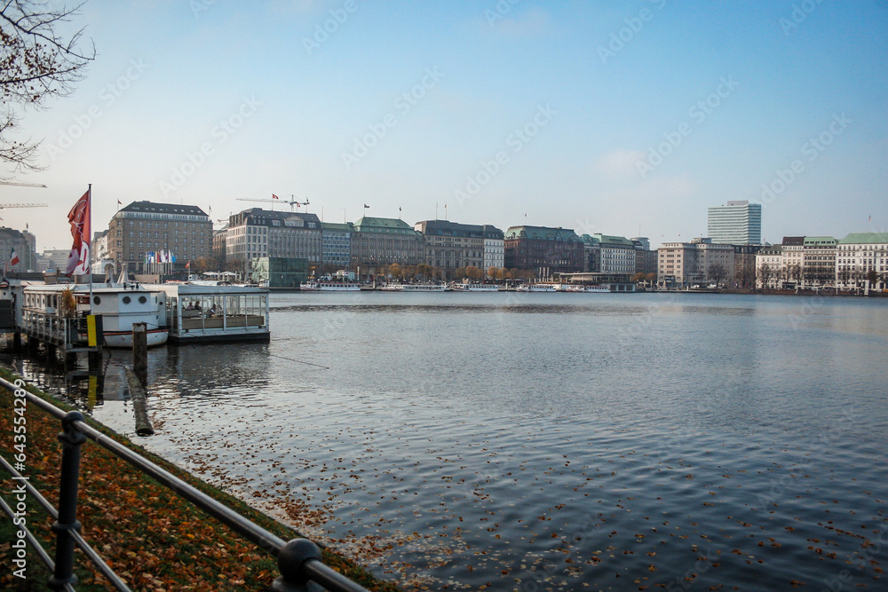 View of Binnenalster River in Hamburg, Germany