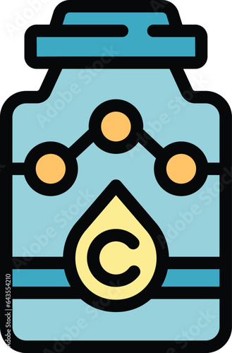 Collagen bottle icon outline vector. Cell cream. Cosmetic care color flat