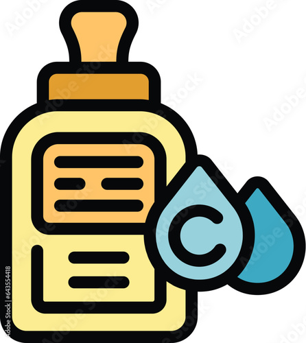 Collagen bottle icon outline vector. Care cream. Molecule gel color flat