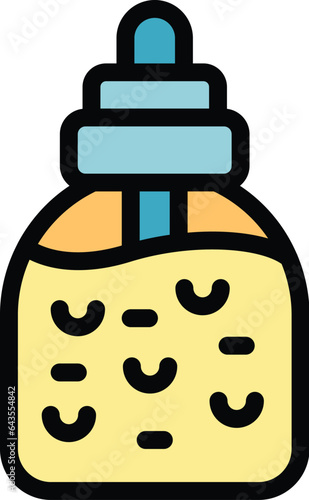 Collagen tube icon outline vector. Cell molecule. Cosmetic serum color flat