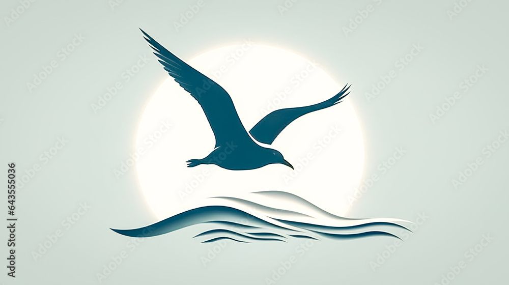 Minimalistic seagull logo, flat design, generative AI. Minimalistic seagull logo, flat design, generative AI.