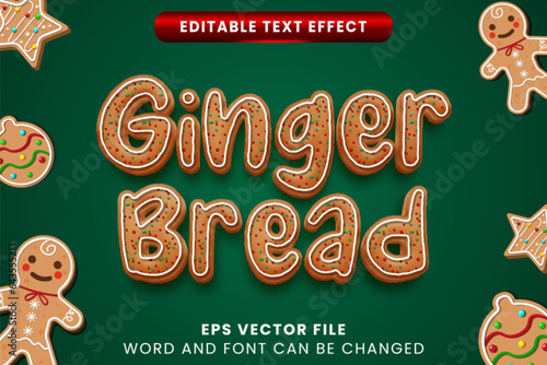 Christmas gingerbread 3d editable vector text effect