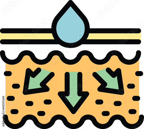 Gel drop care icon outline vector. Cell cream. Serum skin color flat