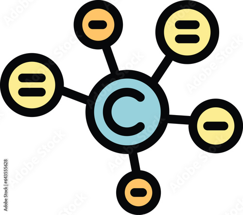Collagen molecule icon outline vector. Cell cream. Serum cosmetic color flat