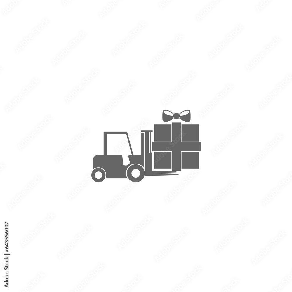 Gift box forklift icon isolated on transparent background Gift box forklift icon isolated on transparent background