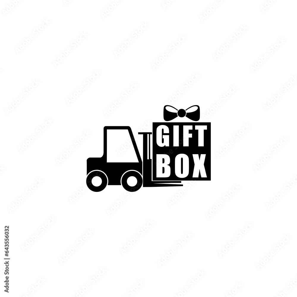 Gift box forklift icon isolated on transparent background Gift box forklift icon isolated on transparent background
