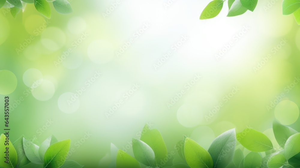 Green leaves eco-friendly background with place for text. Concept of ecology and healthy environment - obrazy, fototapety, plakaty 