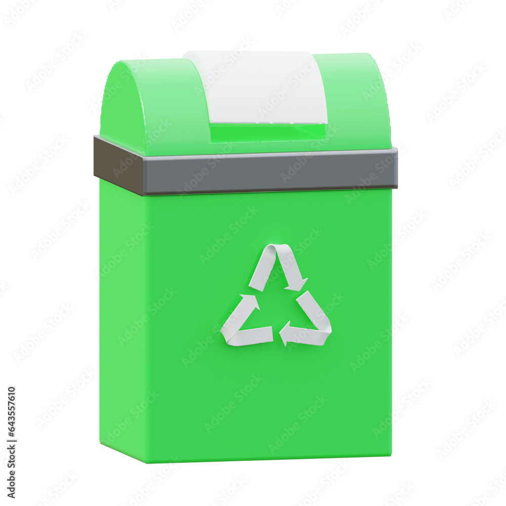 green recycling bin. 3d icon green energy and ecology illustration. green recycling bin. 3d icon green energy and ecology illustration.