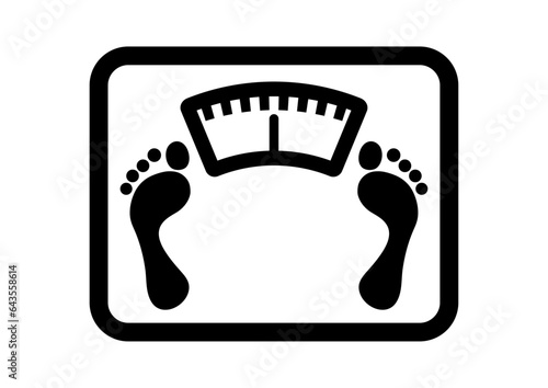 体重計のアイコン。シンプルなモノクロ線画イラスト。