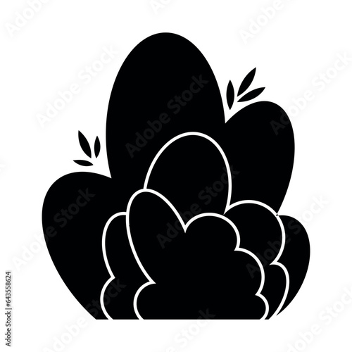 Shrub bush shrubbery tree simple abstract flat cartoon vector illustration. Set of garden green plant isolated on white background. Eco element, foliage silhouette, stylized ecology decorative object