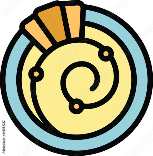 Hummus icon outline vector. Tahini plate. Cuisine day color flat