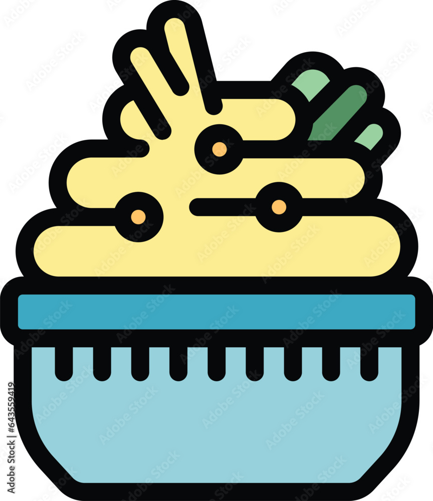 Hummus day icon outline vector. Tahini plate. Bowl paste color flat