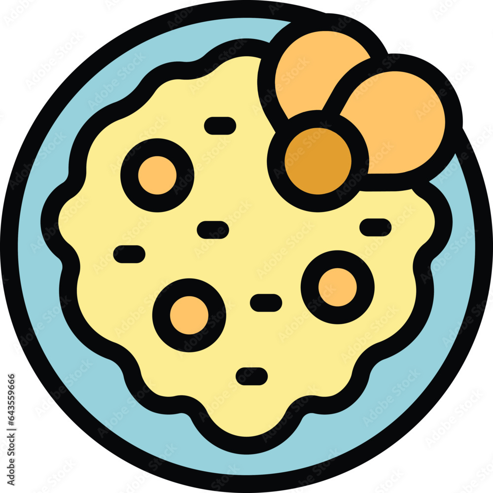 Fototapeta premium Top view hummus plate icon outline vector. Tahini day. Paste bowl color flat
