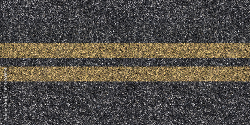 Wallpaper Mural Seamless asphalt texture with unbroken double yellow line at the center indicating ongoing work, grunge tarmac surface with continuous double yellow stripe, road maintenance concept, top view Torontodigital.ca