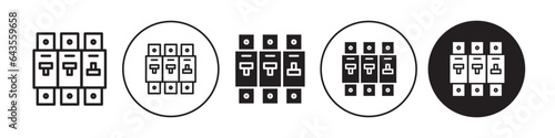Circuit breaker icon. Electric switch or fuse symbol. Automatic electricity power cut protection device vector. Short circuit due to overload control system flat outline sign