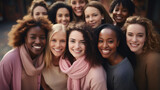 Portrait of smiling multiethnic group of young women looking at camera