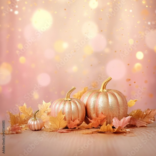 halloween pink sparkle pumpkin flowers, ai photo