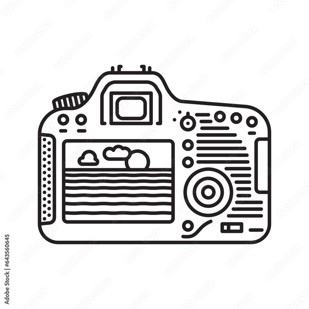 Digital camera back side vector icon for Nature Photography Day on June 15 Digital camera back side vector icon for Nature Photography Day on June 15