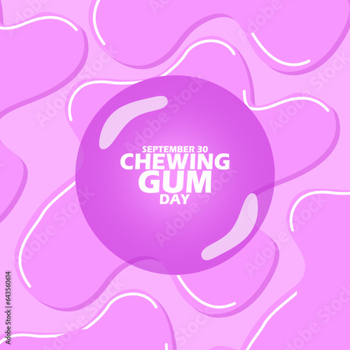 Balloon formed from grape-flavored gum, with bold text on light purple background to celebrate National Chewing Gum Day on September 30