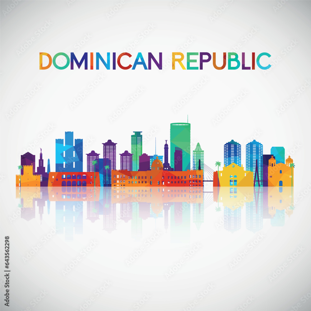 Dominican Republic skyline silhouette in colorful geometric style. Symbol for your design. Vector illustration.