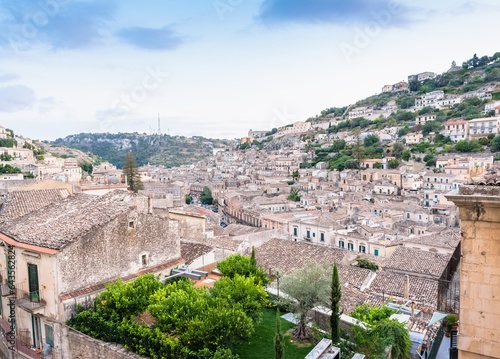 panoramic view of Modica downtown, Sicily, Italy