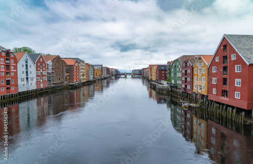 Famous colorful houses in Trondheim old town on the Nideva river, Norway © Angela Rohde