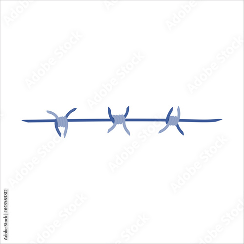 Barbed wire fence border frame illustration. Sharp thorns of barbwire barrier zone. Protection and security concept. Vector illustration.