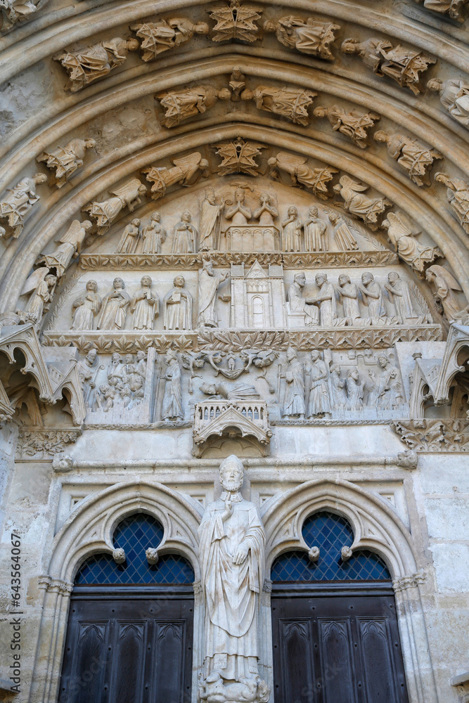Saint-Etienne cathedral, Bourges, France. Western faÃ§ade. Saint Ursin portal.