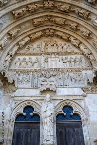 Saint-Etienne cathedral, Bourges, France. Western faÃ§ade. Saint Ursin portal.