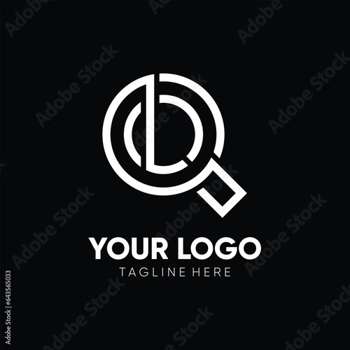 Letter L Magnifying Glass Logo Design Vector Icon Graphic Emblem Illustration 