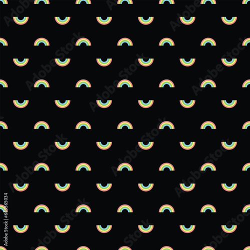 rainbow with black background seamless repeat pattern