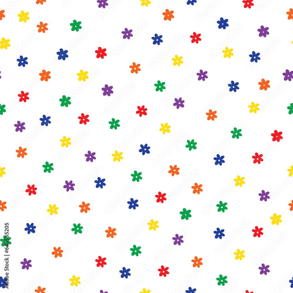 small colorful flowers seamless repeat pattern