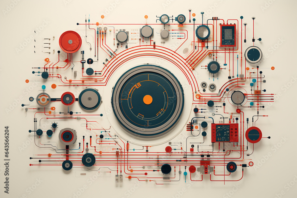 Obraz premium Circuit board electronic chips or electrical line engineering technology concept background