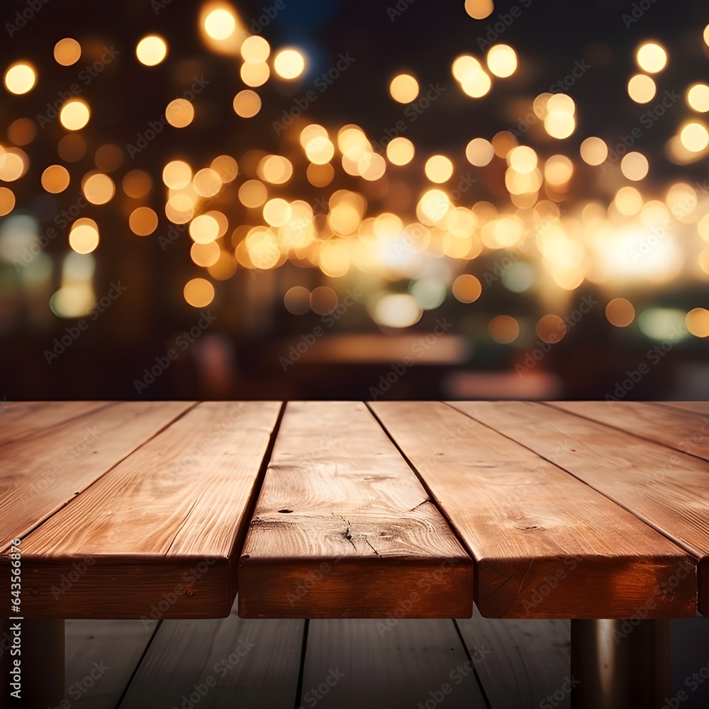 Table with lights in the background Table with lights in the background