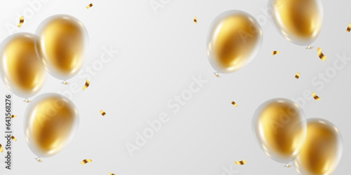 3D golden balloon design background beautiful illustration banner template vector