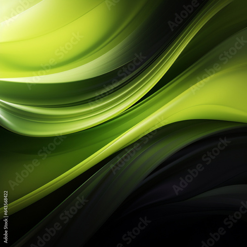 Fondo abstracto con formas sinuosas, difuminado de tonos verde esmeralda y degradado de luz