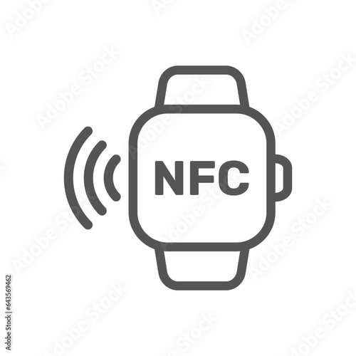 NFC smart watch line icon. Smart Watch vector icon. NFC payment, smartwatch payment