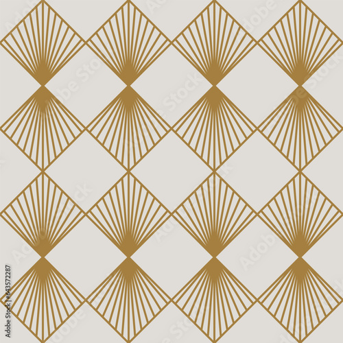 Vintage Art Deco Seamless Pattern. Line art geometric gold shapes. Modern ornaments vector illustration. Gatsby retro elegant background for fabric, wallpaper or wrapping