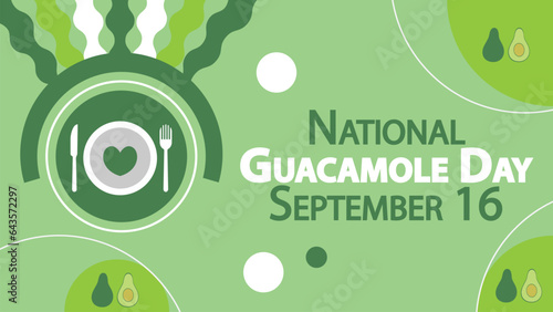 National Guacamole day vector banner design. Happy National Guacamole day modern minimal graphic poster illustration.