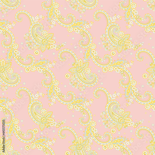 Floral Seamless vector pattern with paisley ornament.