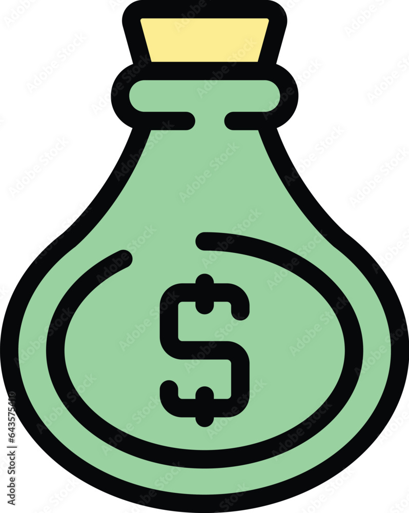Money bag cash back icon outline vector. Deposit transfer. Coin business color flat Money bag cash back icon outline vector. Deposit transfer. Coin business color flat