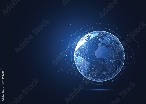 Global network connection. World map point and line composition concept of global business. Vector Illustration