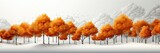 A wide-format background image in fall, featuring illustrated golden trees against a white background, adding an autumnal touch to your designs. Photorealistic illustration, Generative AI