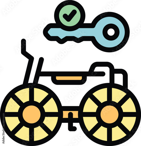 Cycling lock icon outline vector. Bike safety. Sport cycle color flat